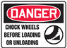 SIGN- DANGER CHOCK WHEELS [10x14 in.]